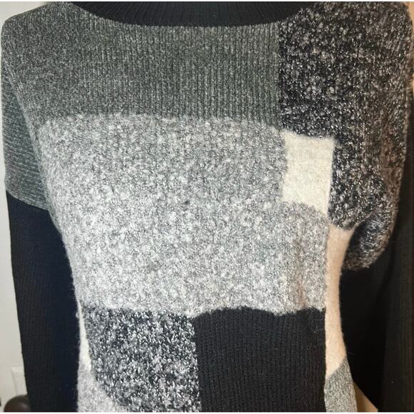 Chrysantheme Black and Gray Long Sleeve Block Print Knit Sweater Size 14/16 - Picture 2 of 11